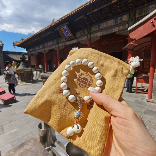 10mm Porcelain Beaded Bracelet | Temple-Inspired Non-Tarnish Charm for Calm & Balance (White/Pink/Blue) - Blissette