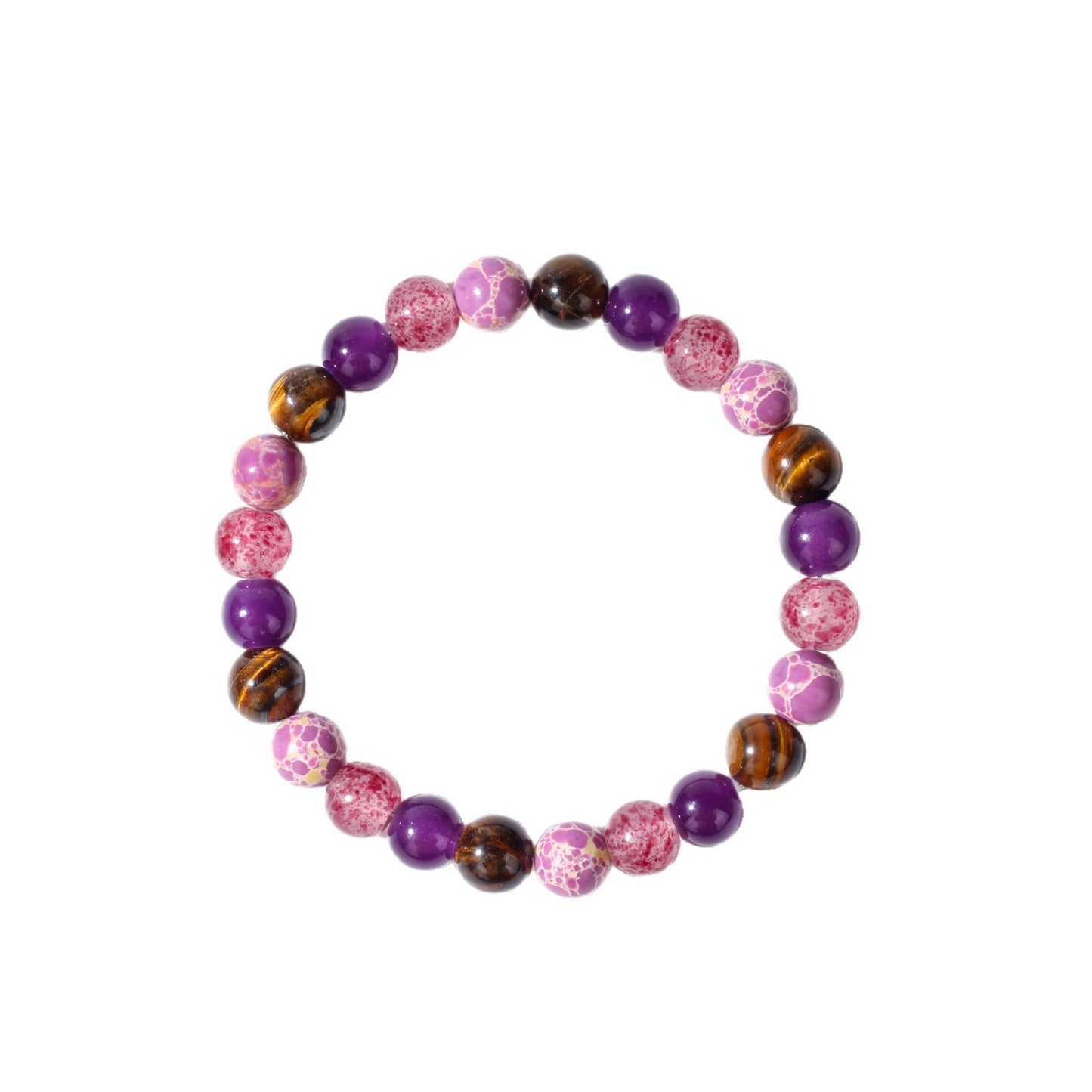 Natural Shoushan Stone & Tiger Eye Crystal Beaded Bracelet, Healing Natural Stone Stretch Bracelet for Daily Jewelry Gift