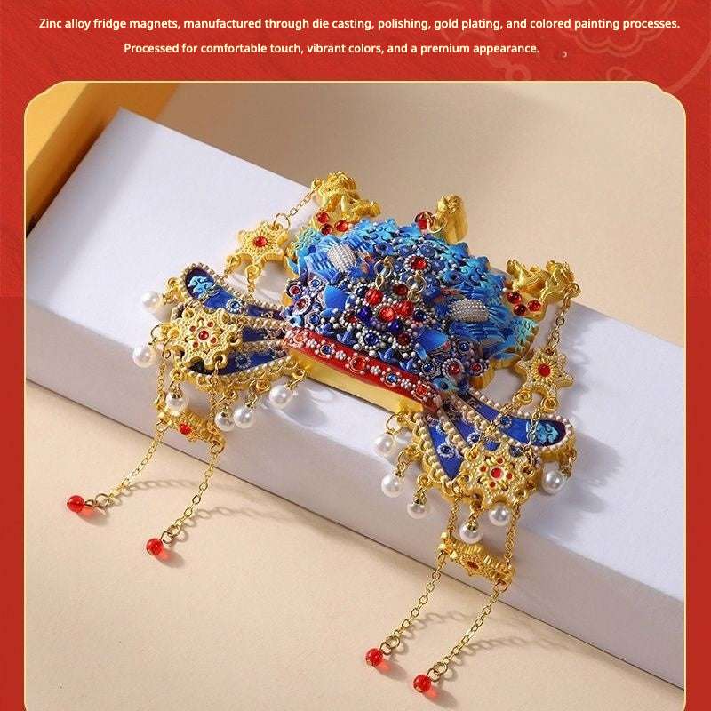 Ming Dynasty Phoenix Crown Fridge Magnet – Imperial Dragon & Kingfisher Feather Replica, Forbidden City Souvenir