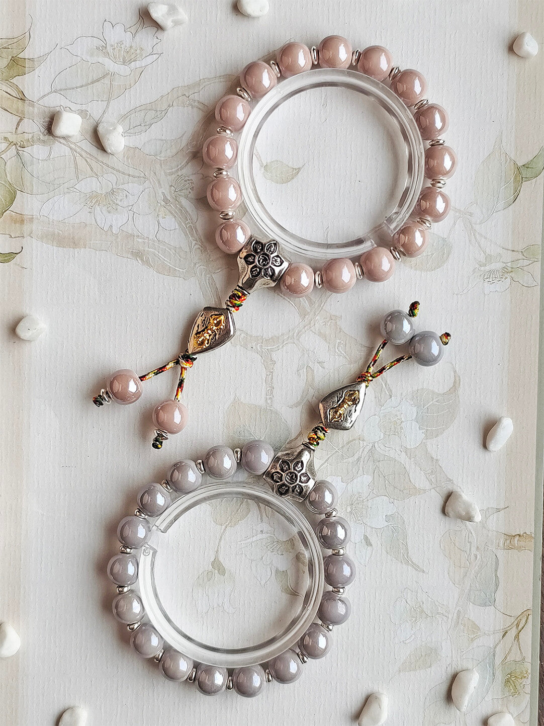 Colorful Pearlescent Porcelain Simple Bracelet, 10mm White Porcelain Beads, Boutique Quality Unisex Single‑Color Ceramic Handcraf