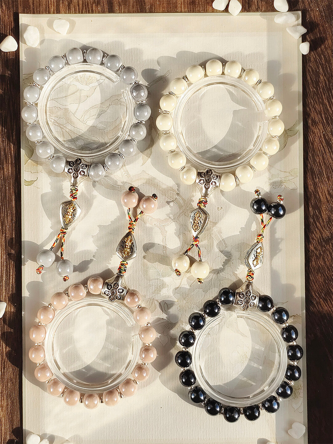 Colorful Pearlescent Porcelain Simple Bracelet, 10mm White Porcelain Beads, Boutique Quality Unisex Single‑Color Ceramic Handcraf