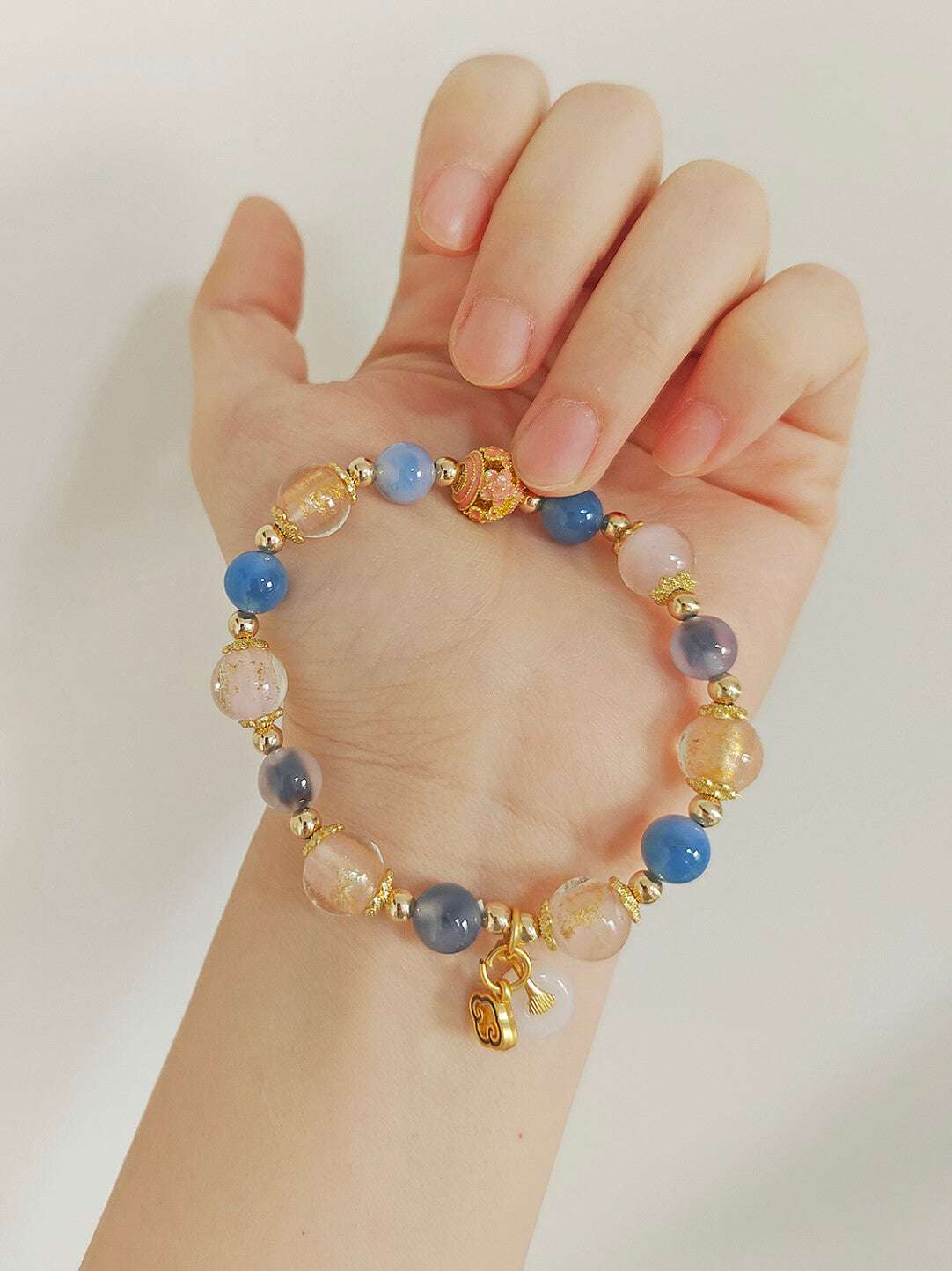 Sugar Heart Agate Half-Sugar Bracelet | Gold Foil Glass Design | Panjiayuan Premium Quality 2026 | New Chinese Style - Blissette
