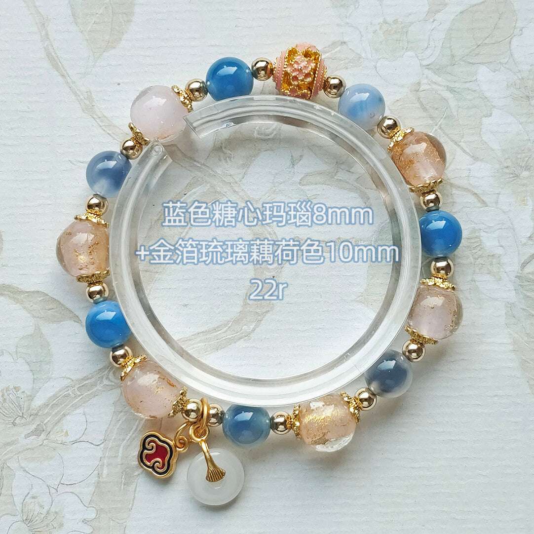 Sugar Heart Agate Half-Sugar Bracelet | Gold Foil Glass Design | Panjiayuan Premium Quality 2026 | New Chinese Style - Blissette