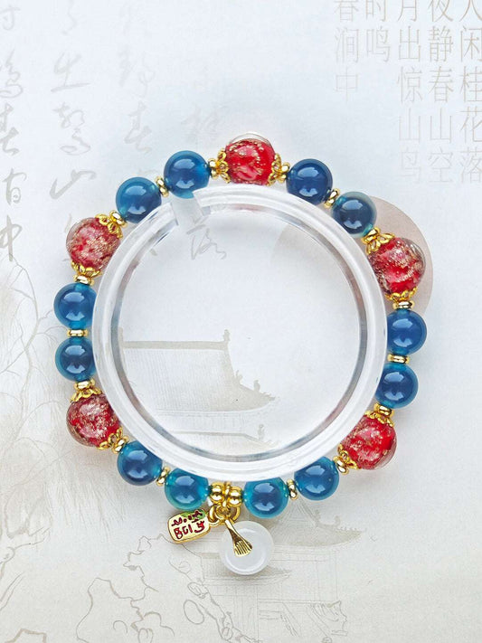Sugar Heart Agate Half-Sugar Bracelet | Gold Foil Glass Design | Panjiayuan Premium Quality 2026 | New Chinese Style - Blissette