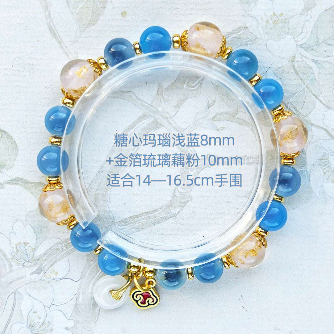 Sugar Heart Agate Half-Sugar Bracelet | Gold Foil Glass Design | Panjiayuan Premium Quality 2026 | New Chinese Style - Blissette