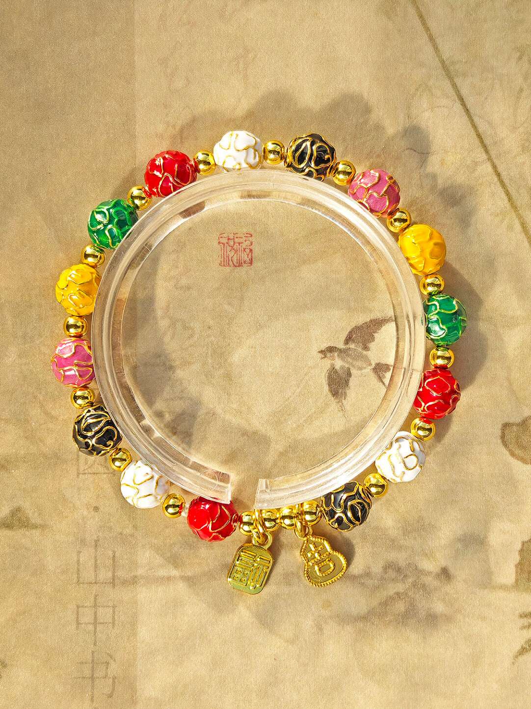 Traditional Beijing Temple Cloisonné Bracelet, 6mm Multicolor "Myriad Flowers" Beads, Copper Base New Chinese Style, Vintage Ethnic Jewelry - Blissette