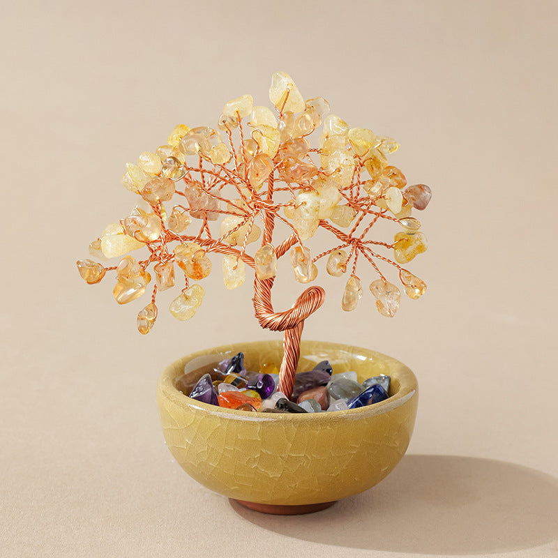 Crystal Money Tree Ornament | Handmade Gemstone Tree for Positive Energy & Good Luck (7 Colours)