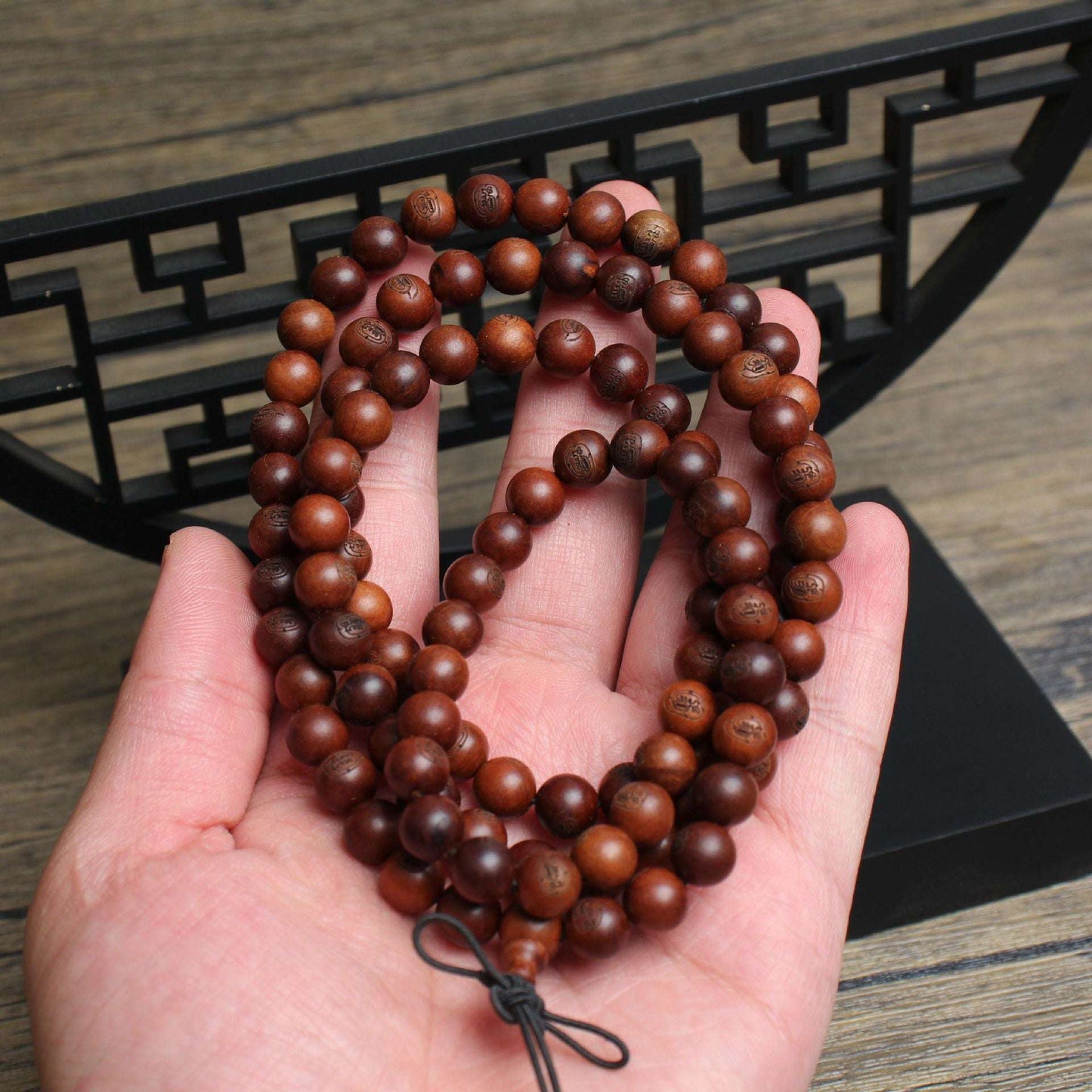 Lightning-Struck Jujube Wood 108-Bead Mala | 8mm Hand-Carved Mantra Beads for Spiritual Balance & Cultural Significance