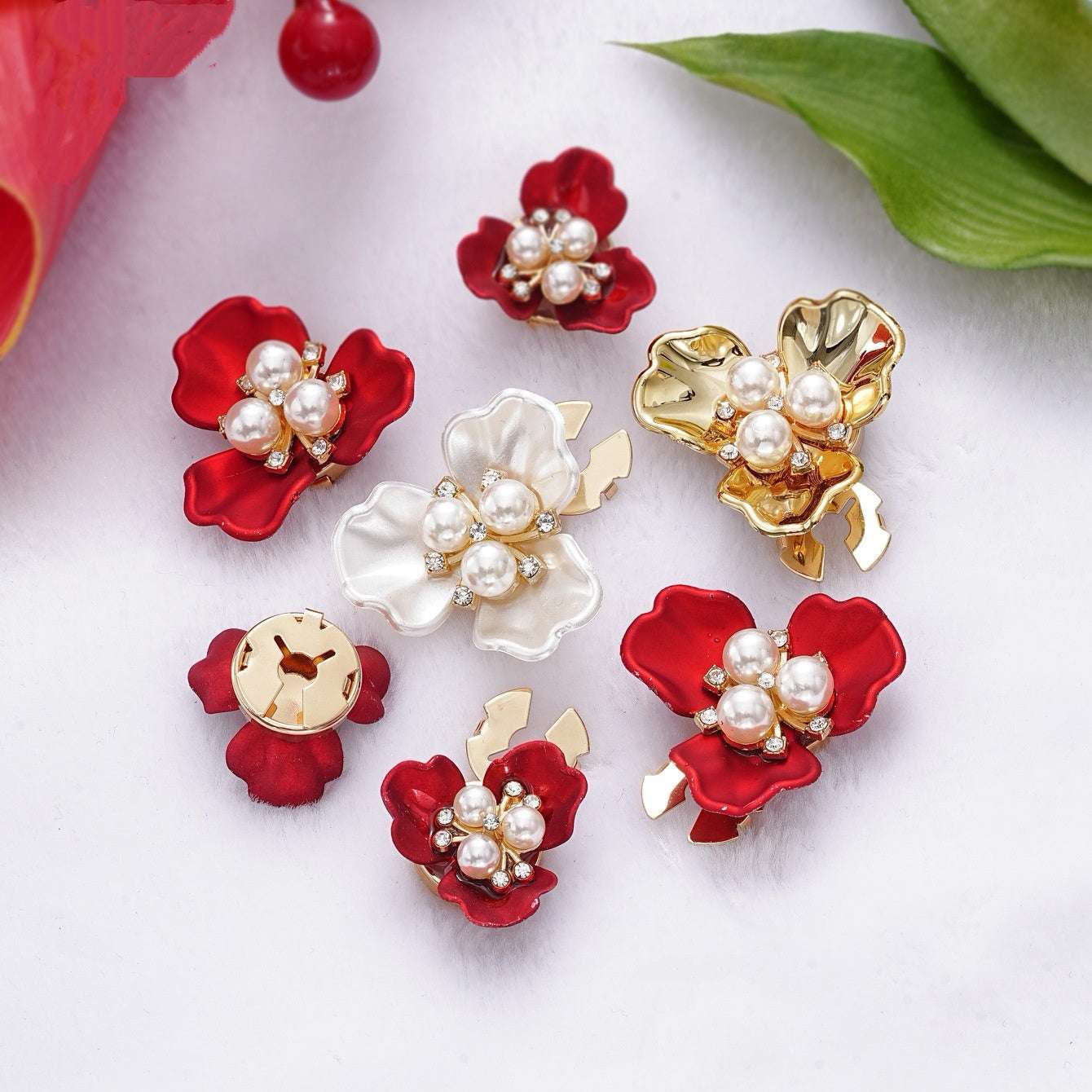 New Chinese Style 3 - Petal Flower Shirt Button Cover | Decorative Cufflink - Style Button for Evening Parties & Formal Events - Blissette