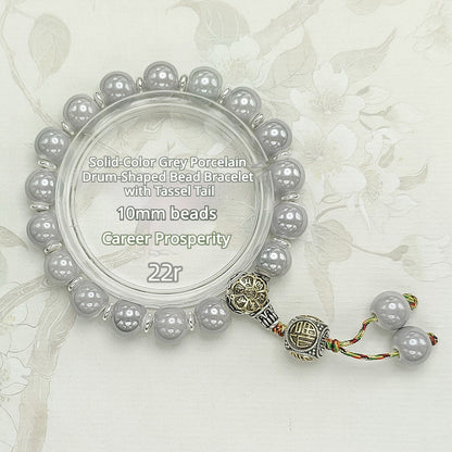 Colorful Pearlescent Porcelain Simple Bracelet, 10mm White Porcelain Beads, Boutique Quality Unisex Single‑Color Ceramic Handcraf