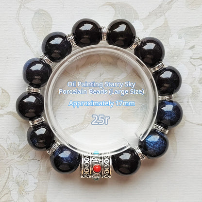 Colorful Pearlescent Porcelain Simple Bracelet, 10mm White Porcelain Beads, Boutique Quality Unisex Single‑Color Ceramic Handcraf
