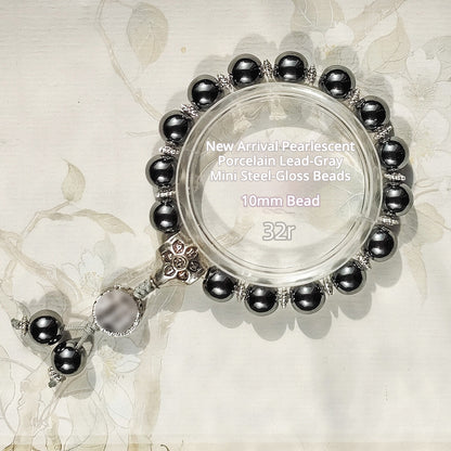Colorful Pearlescent Porcelain Simple Bracelet, 10mm White Porcelain Beads, Boutique Quality Unisex Single‑Color Ceramic Handcraf