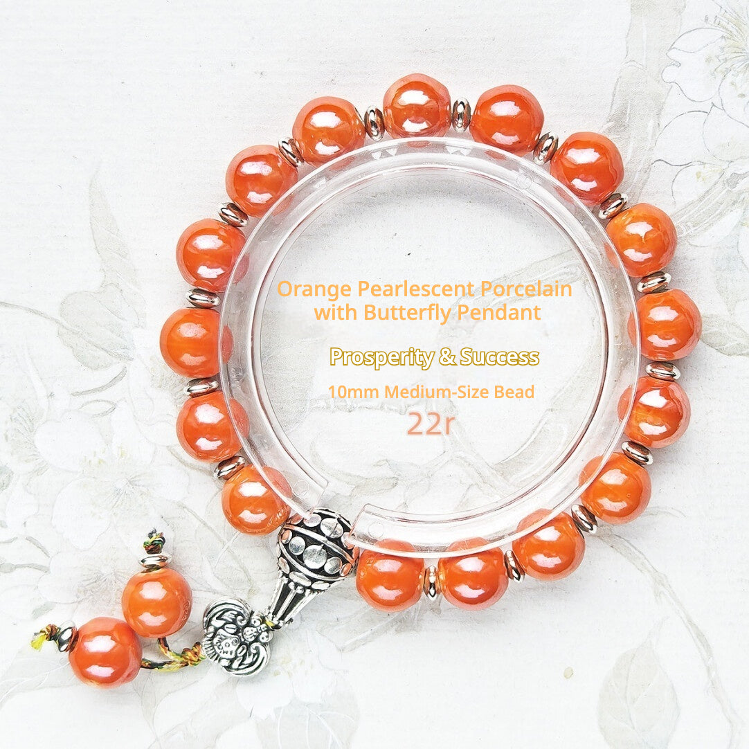 Colorful Pearlescent Porcelain Simple Bracelet, 10mm White Porcelain Beads, Boutique Quality Unisex Single‑Color Ceramic Handcraf