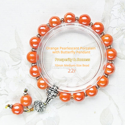 Colorful Pearlescent Porcelain Simple Bracelet, 10mm White Porcelain Beads, Boutique Quality Unisex Single‑Color Ceramic Handcraf