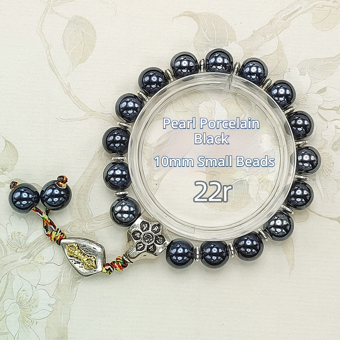 Colorful Pearlescent Porcelain Simple Bracelet, 10mm White Porcelain Beads, Boutique Quality Unisex Single‑Color Ceramic Handcraf