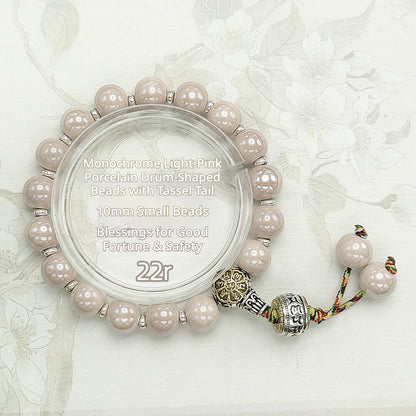 Colorful Pearlescent Porcelain Simple Bracelet, 10mm White Porcelain Beads, Boutique Quality Unisex Single‑Color Ceramic Handcraf