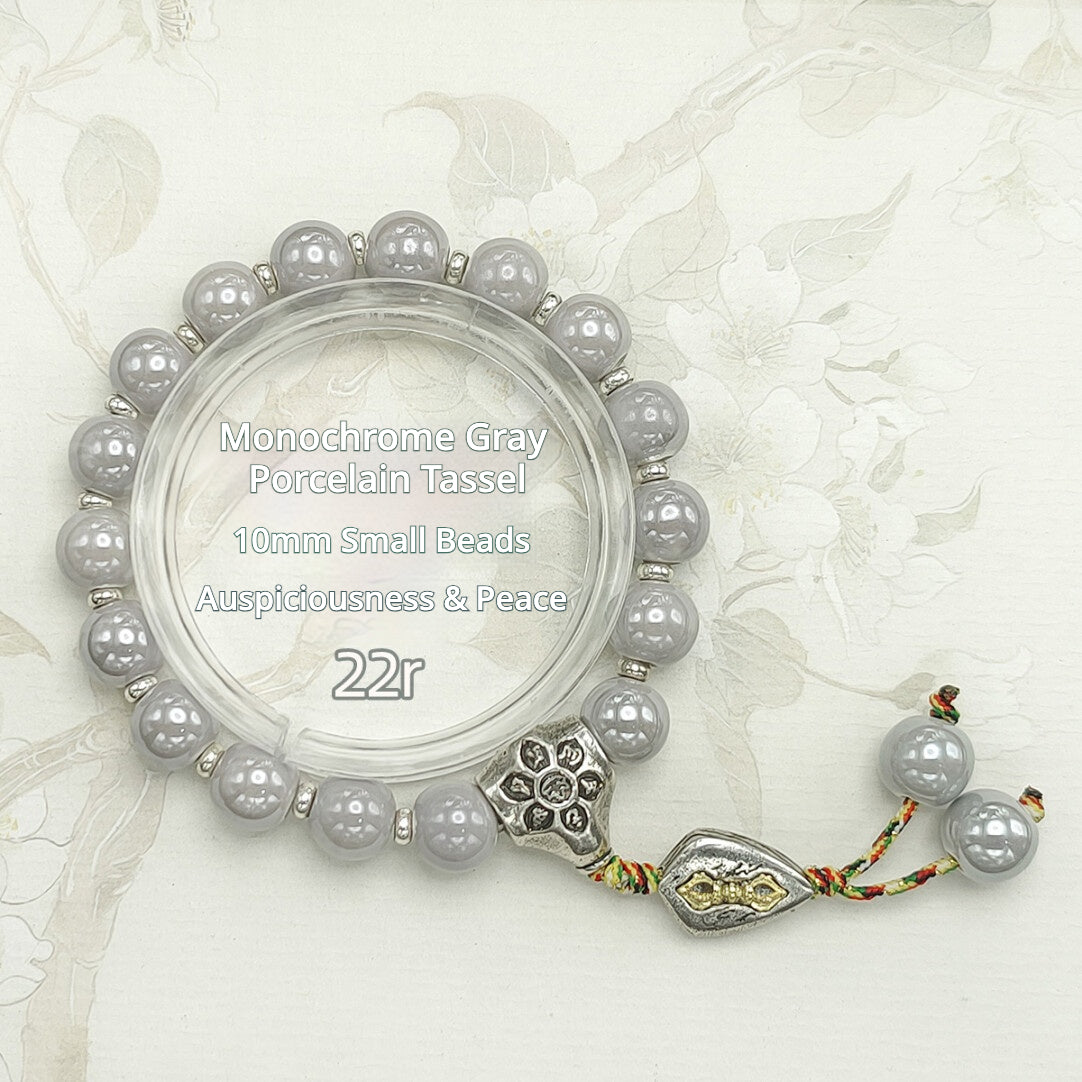 Colorful Pearlescent Porcelain Simple Bracelet, 10mm White Porcelain Beads, Boutique Quality Unisex Single‑Color Ceramic Handcraf