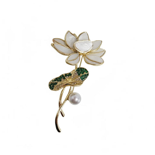 Elegant Lotus Flower Brooch | Palace-Inspired Design for Calm & Positive Energy