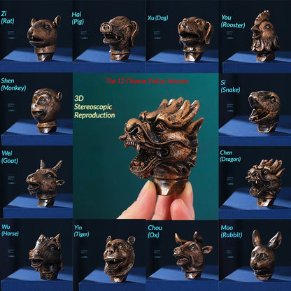 12 Zodiac 3D Resin Fridge Magnets | Yuanmingyuan Beijing Souvenir