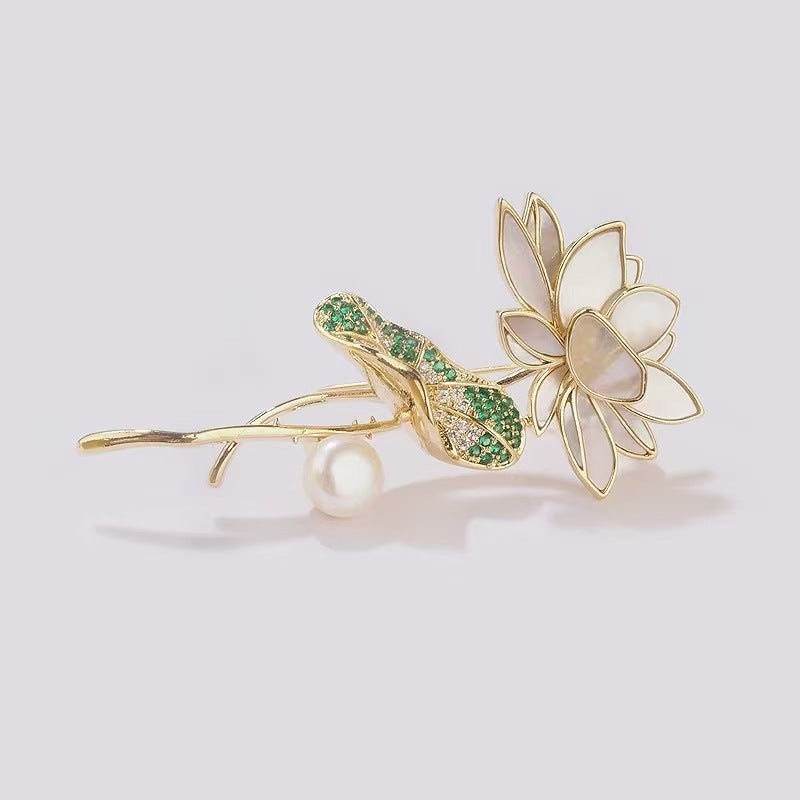 Elegant Lotus Flower Brooch | Palace-Inspired Design for Calm & Positive Energy - Blissette