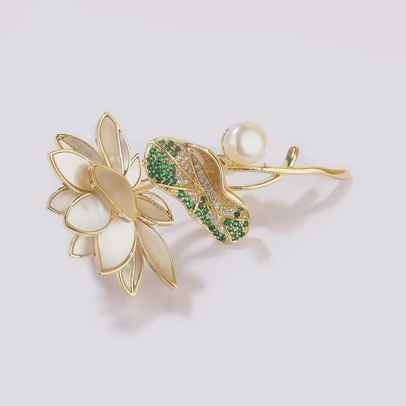 Elegant Lotus Flower Brooch | Palace-Inspired Design for Calm & Positive Energy - Blissette