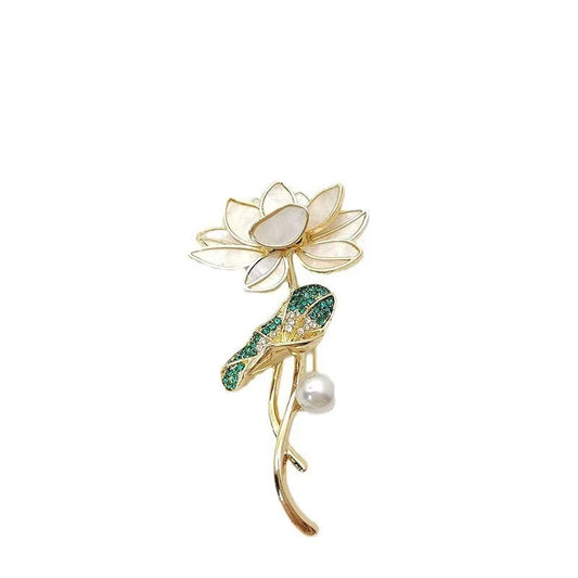 Elegant Lotus Flower Brooch | Palace-Inspired Design for Calm & Positive Energy