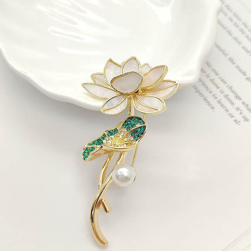 Elegant Lotus Flower Brooch | Palace-Inspired Design for Calm & Positive Energy - Blissette