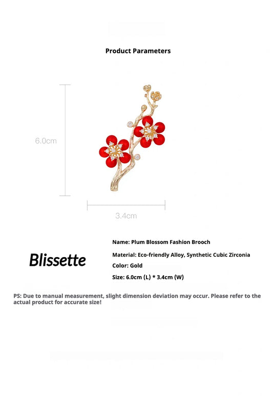 Red Plum Blossom Brooch | Palace-Inspired Floral Design for Positive Energy & Resilience
