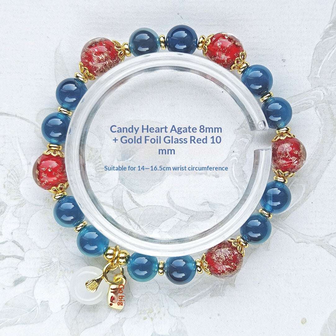 Sugar Heart Agate Half-Sugar Bracelet | Gold Foil Glass Design | Panjiayuan Premium Quality 2026 | New Chinese Style - Blissette