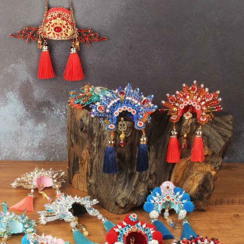 Ancient Chinese Opera Phoenix Coronet & Bridal Headdress Fridge Magnets, Peking Opera Facial Mask Cultural Souvenirs from Beijing Museum, Travel Magnetic Refrigerator Decor Gifts
