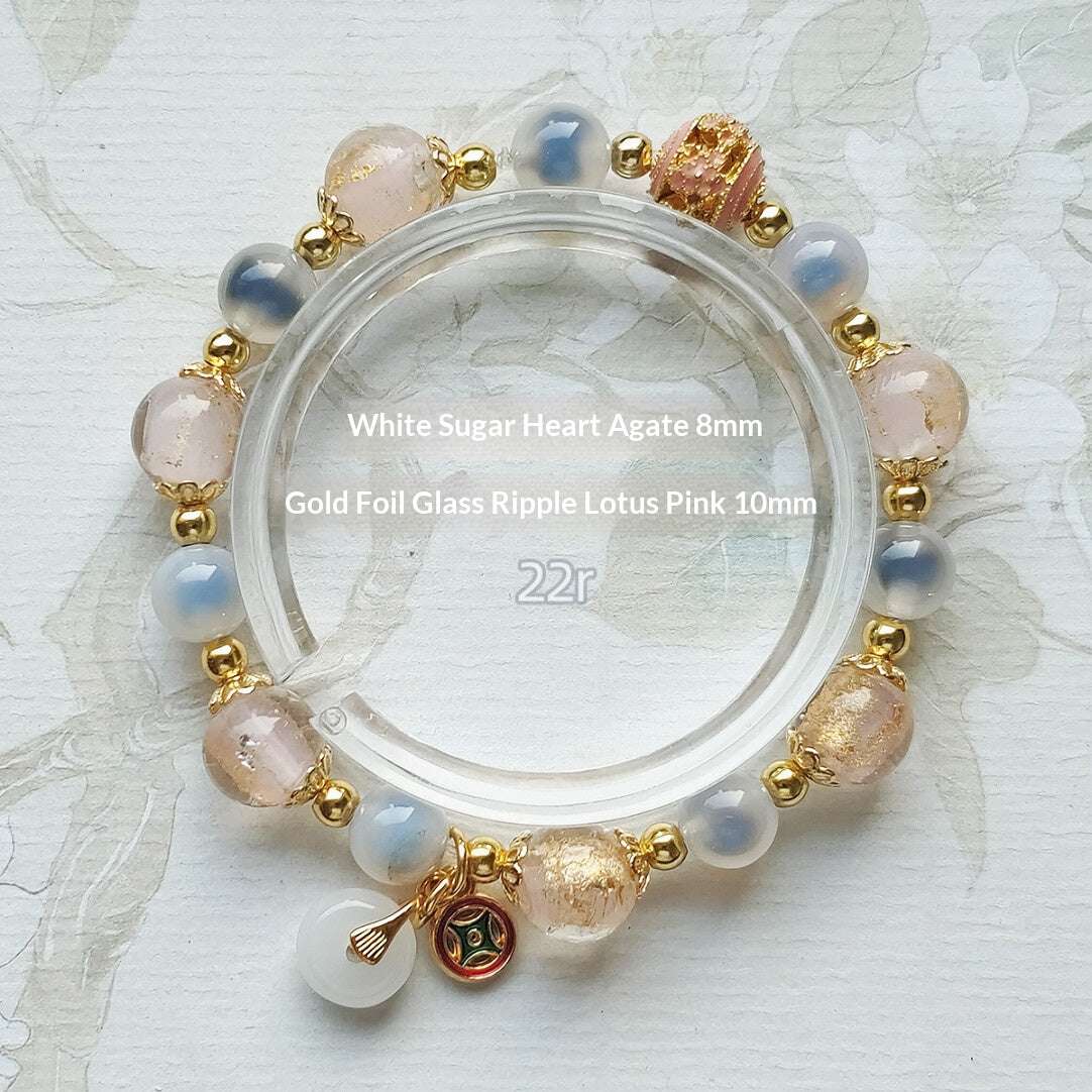 Sugar Heart Agate Half-Sugar Bracelet | Gold Foil Glass Design | Panjiayuan Premium Quality 2026 | New Chinese Style - Blissette