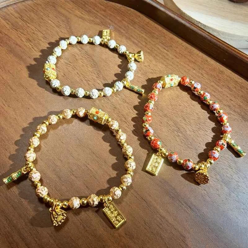 Lucky Enamel Beaded Bracelet | Temple - Inspired Cloisonné Jewelry