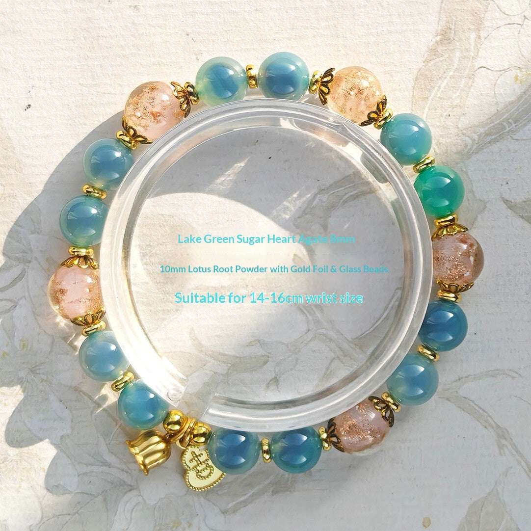 Sugar Heart Agate Half-Sugar Bracelet | Gold Foil Glass Design | Panjiayuan Premium Quality 2026 | New Chinese Style - Blissette