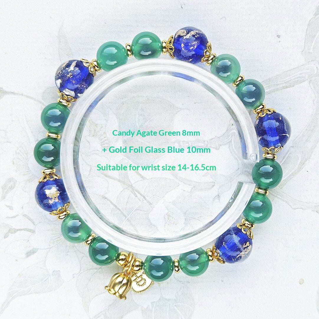 Sugar Heart Agate Half-Sugar Bracelet | Gold Foil Glass Design | Panjiayuan Premium Quality 2026 | New Chinese Style - Blissette