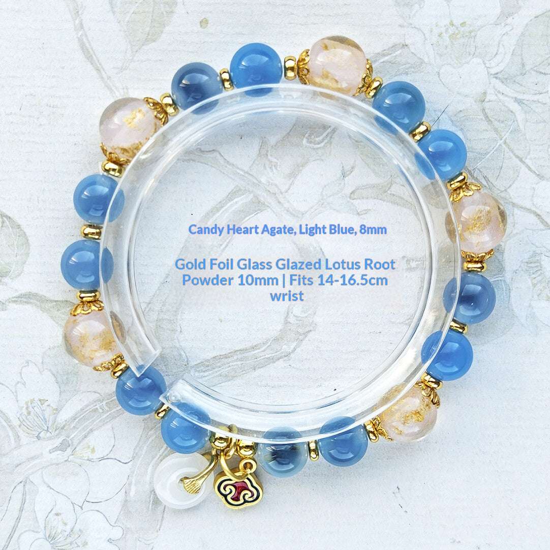 Sugar Heart Agate Half-Sugar Bracelet | Gold Foil Glass Design | Panjiayuan Premium Quality 2026 | New Chinese Style - Blissette