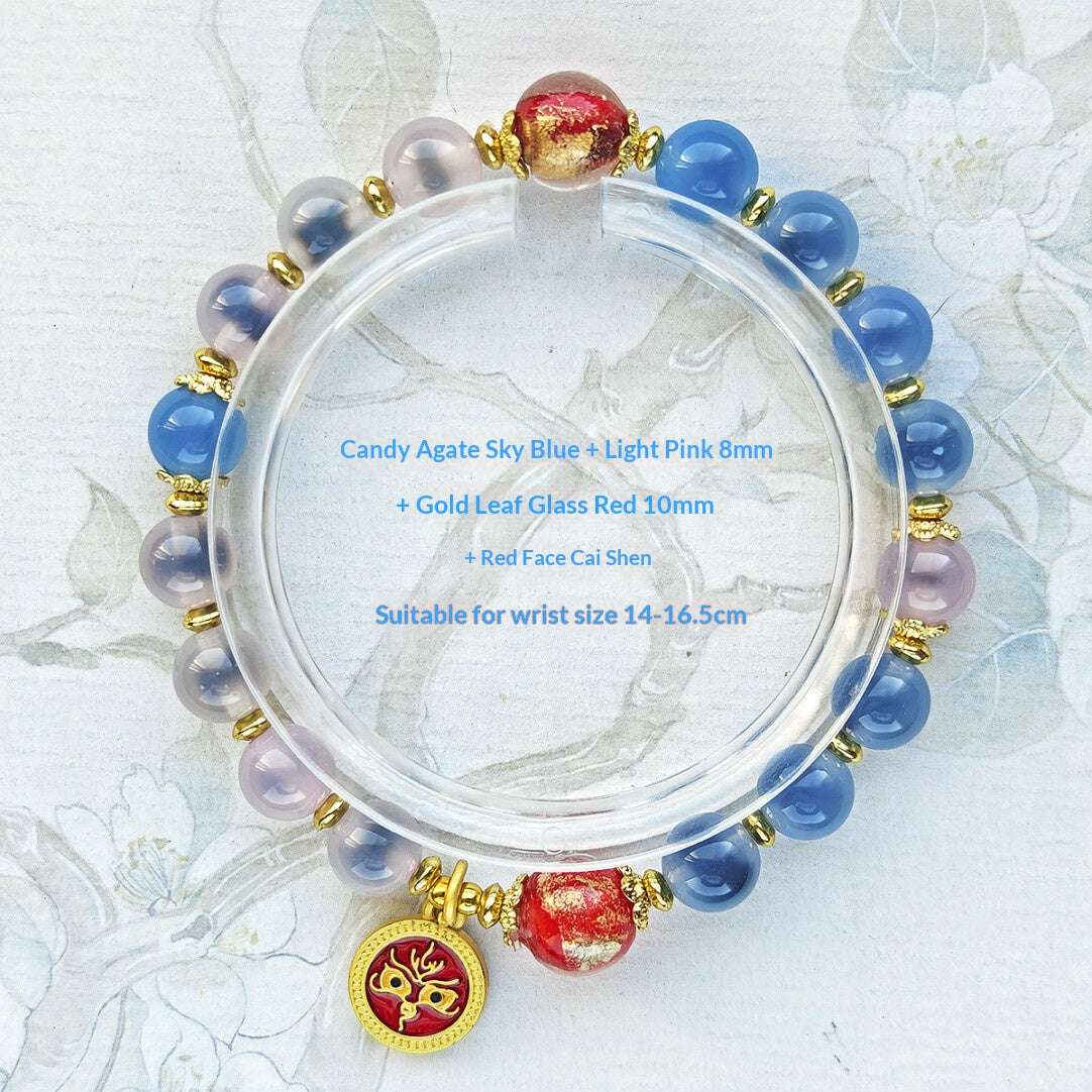 Sugar Heart Agate Half-Sugar Bracelet | Gold Foil Glass Design | Panjiayuan Premium Quality 2026 | New Chinese Style - Blissette