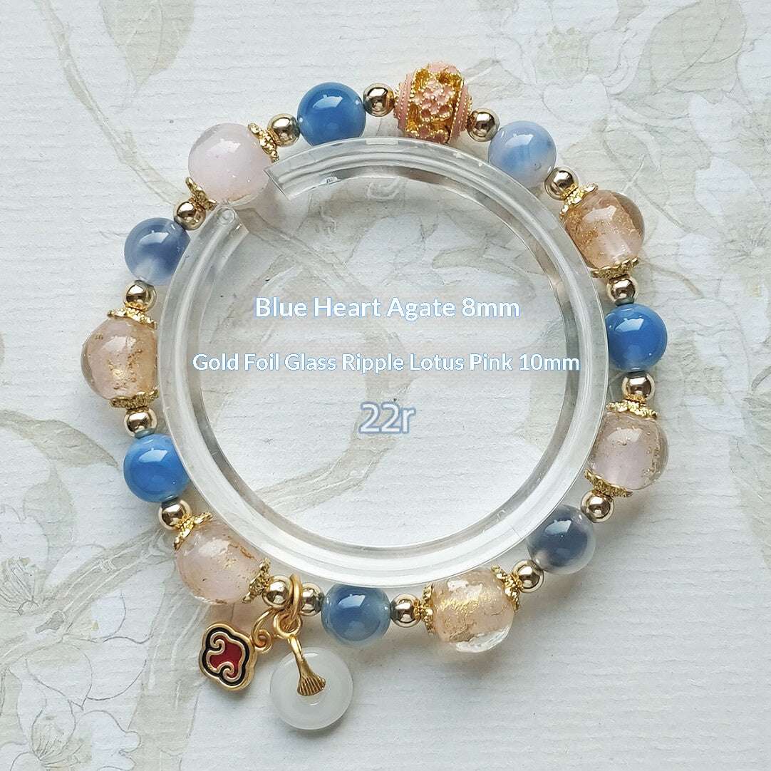 Sugar Heart Agate Half-Sugar Bracelet | Gold Foil Glass Design | Panjiayuan Premium Quality 2026 | New Chinese Style - Blissette