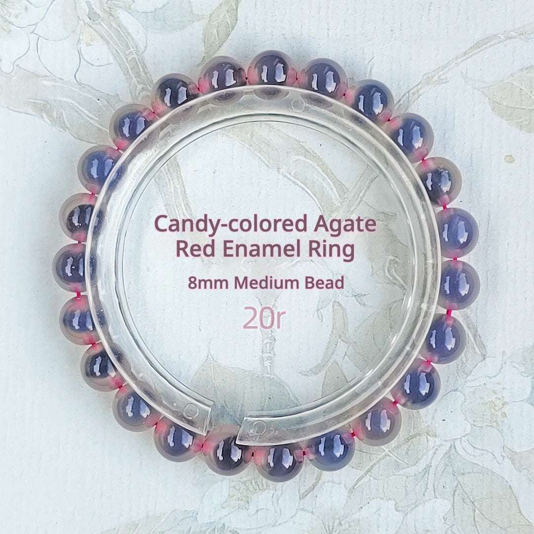 Sugar Heart Agate Bracelet | Half-Sugar Solid Color Small Beads | Beijing Temple Style | Exquisite Classic Design | 8mm Medium Beads, Blue - Blissette