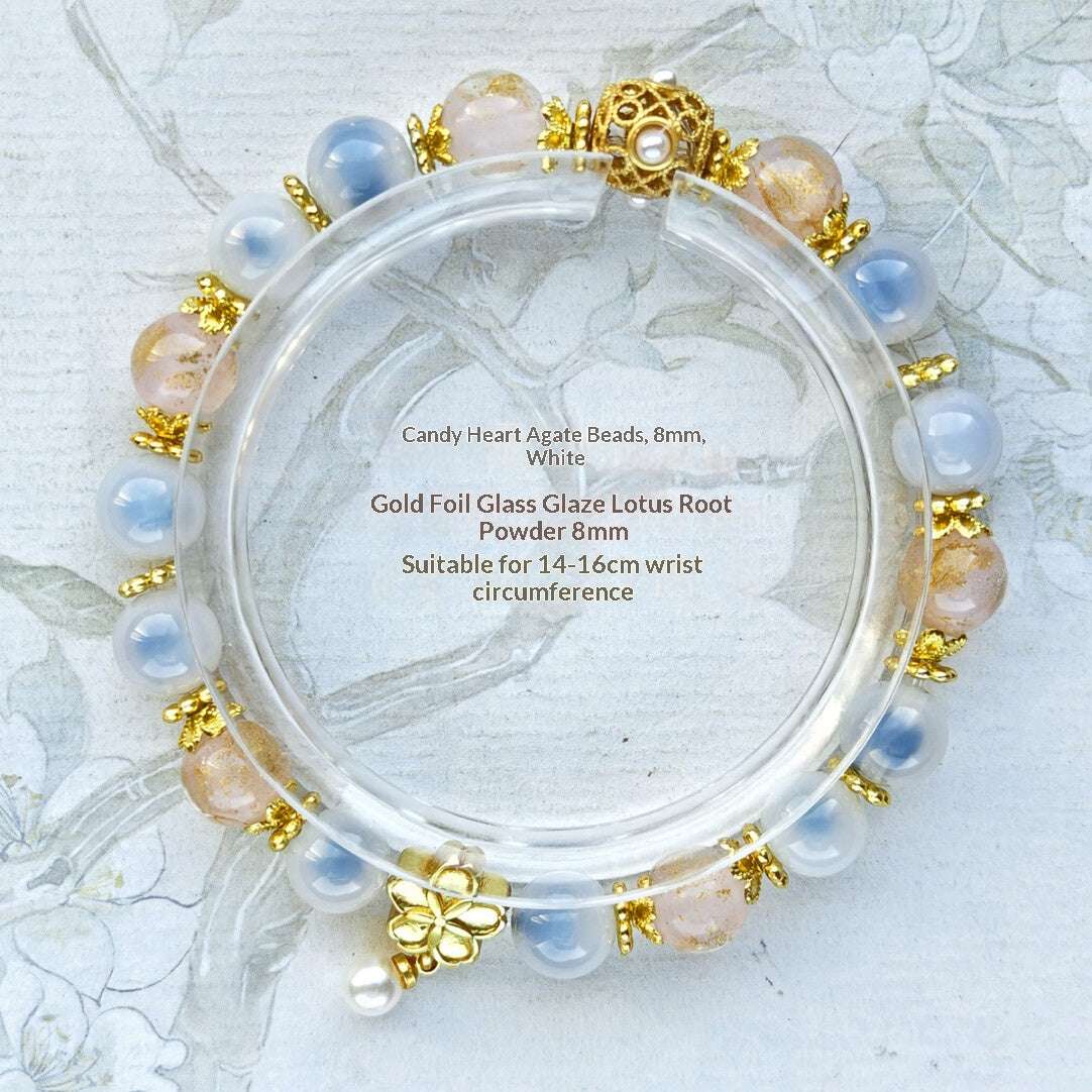 Sugar Heart Agate Half-Sugar Bracelet | Gold Foil Glass Design | Panjiayuan Premium Quality 2026 | New Chinese Style - Blissette