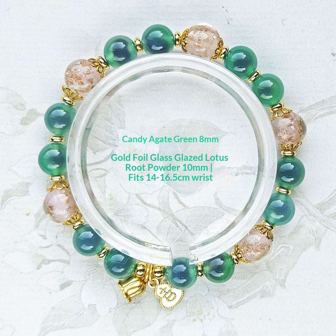 Sugar Heart Agate Half-Sugar Bracelet | Gold Foil Glass Design | Panjiayuan Premium Quality 2026 | New Chinese Style - Blissette
