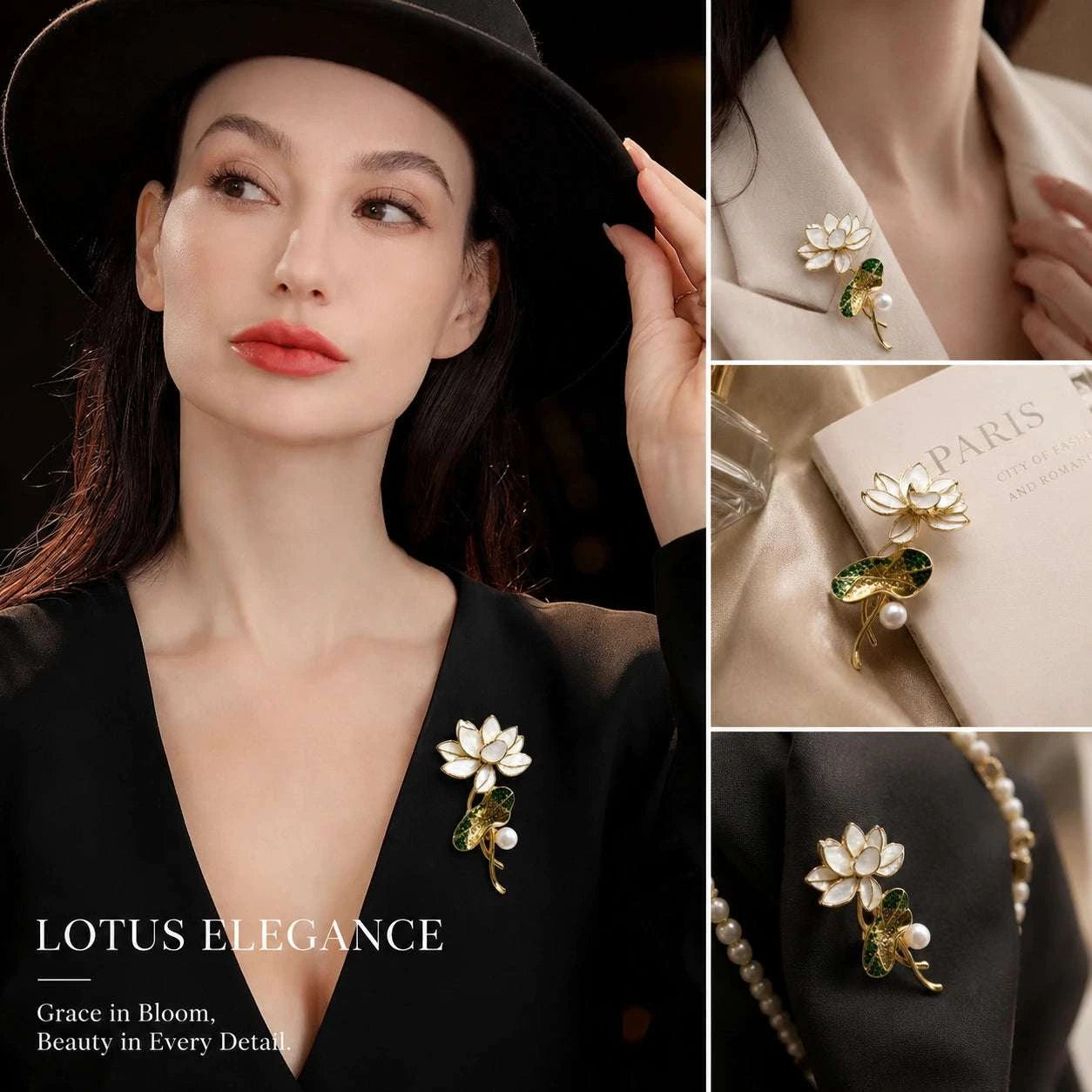 Elegant Lotus Flower Brooch | Palace-Inspired Design for Calm & Positive Energy - Blissette