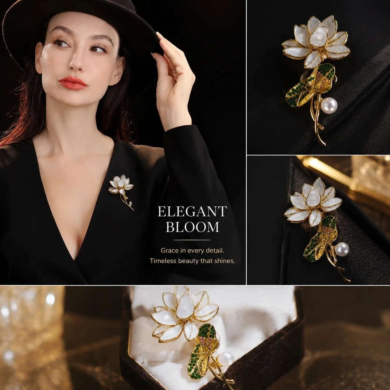 Elegant Lotus Flower Brooch | Palace-Inspired Design for Calm & Positive Energy - Blissette