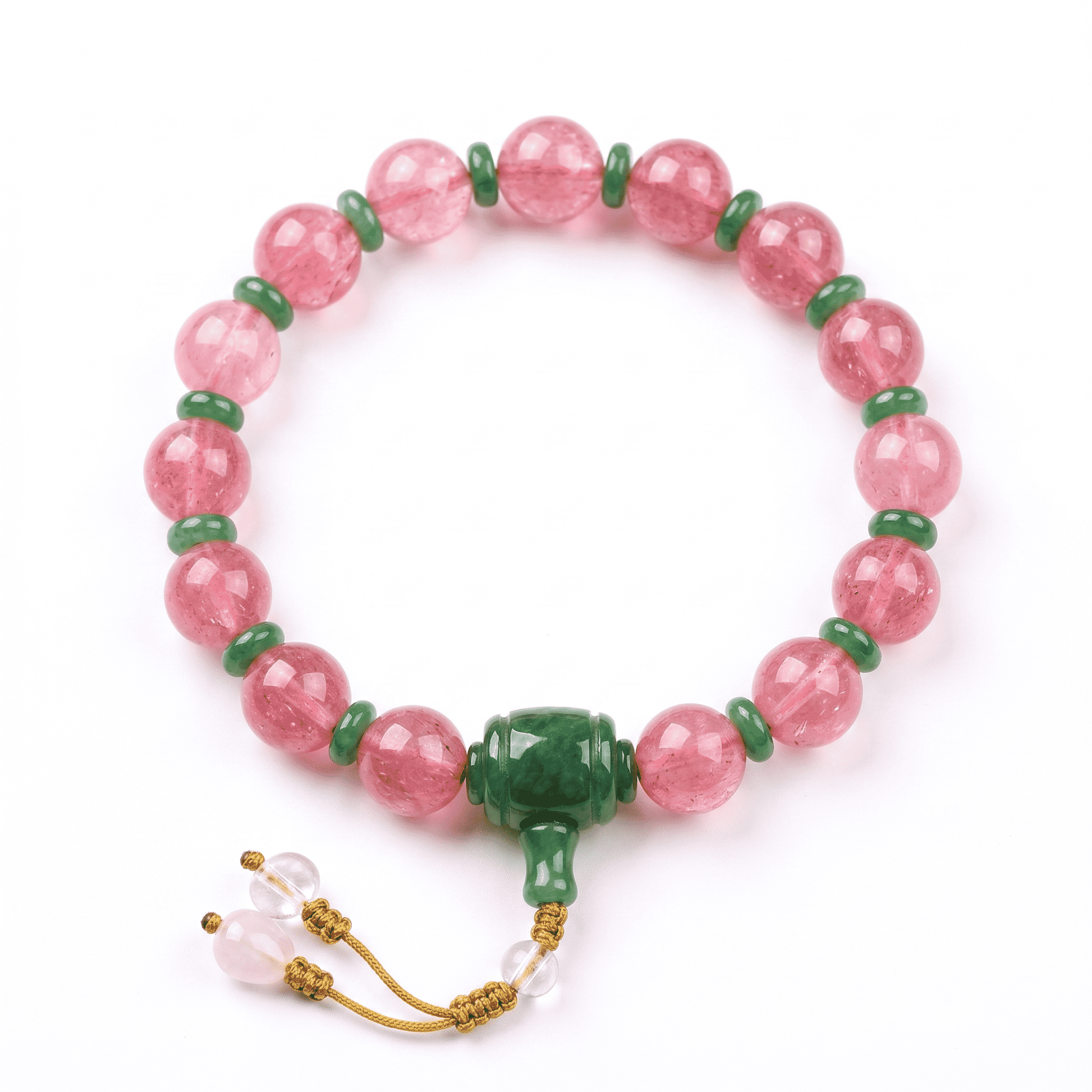 18-Bead Pink Chalcedony Bracelet | Temple-Inspired Design for Positive Energy & Romantic Charm - Blissette