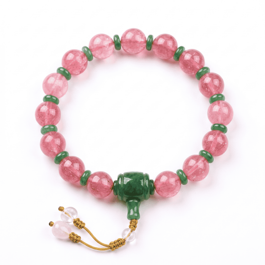 18-Bead Pink Chalcedony Bracelet | Temple-Inspired Design for Positive Energy & Romantic Charm - Blissette