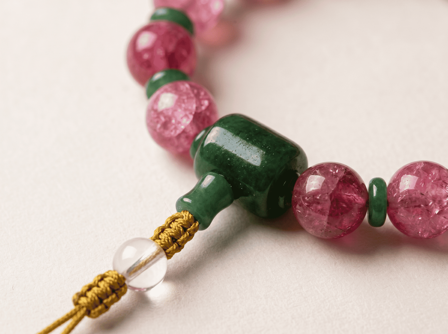18-Bead Pink Chalcedony Bracelet | Temple-Inspired Design for Positive Energy & Romantic Charm - Blissette