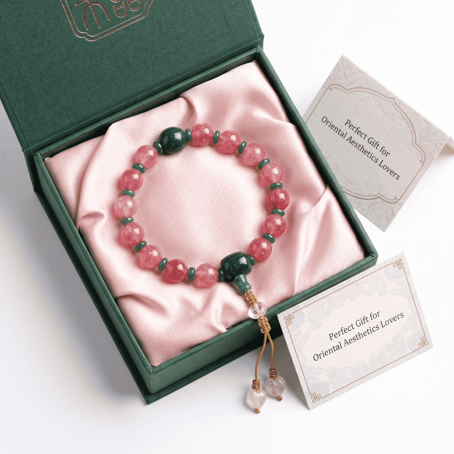 18-Bead Pink Chalcedony Bracelet | Temple-Inspired Design for Positive Energy & Romantic Charm - Blissette