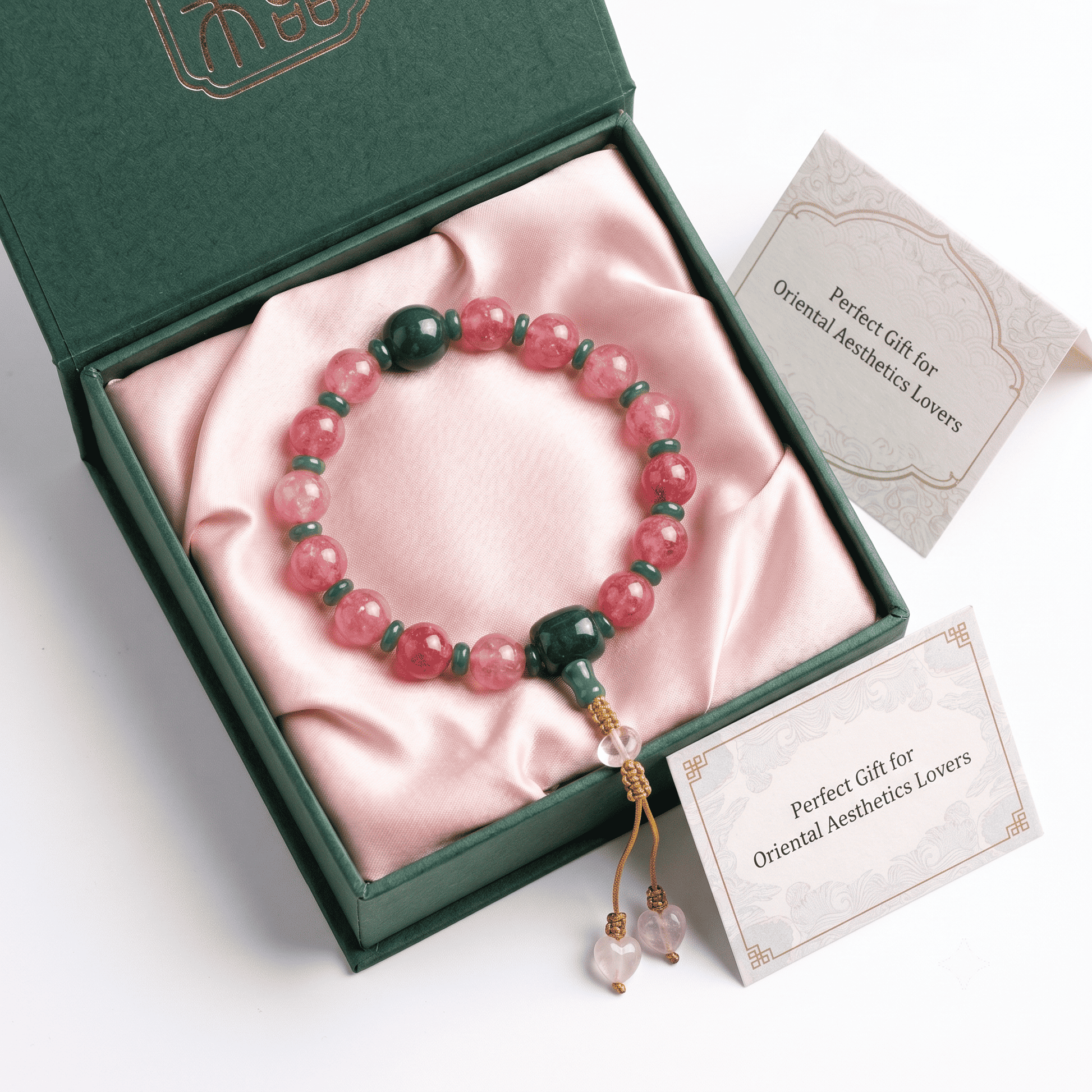 18-Bead Pink Chalcedony Bracelet | Temple-Inspired Design for Positive Energy & Romantic Charm - Blissette