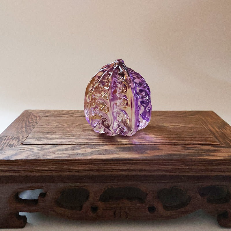 Handcrafted Liuli Crystal Walnuts