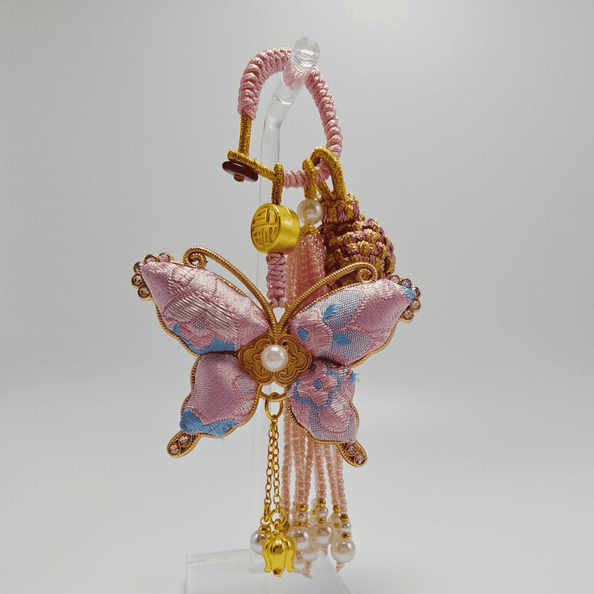 Pink Song Brocade Butterfly Charm | Versatile Keychain, Bag & Phone Accessory (Palace-Inspired)
