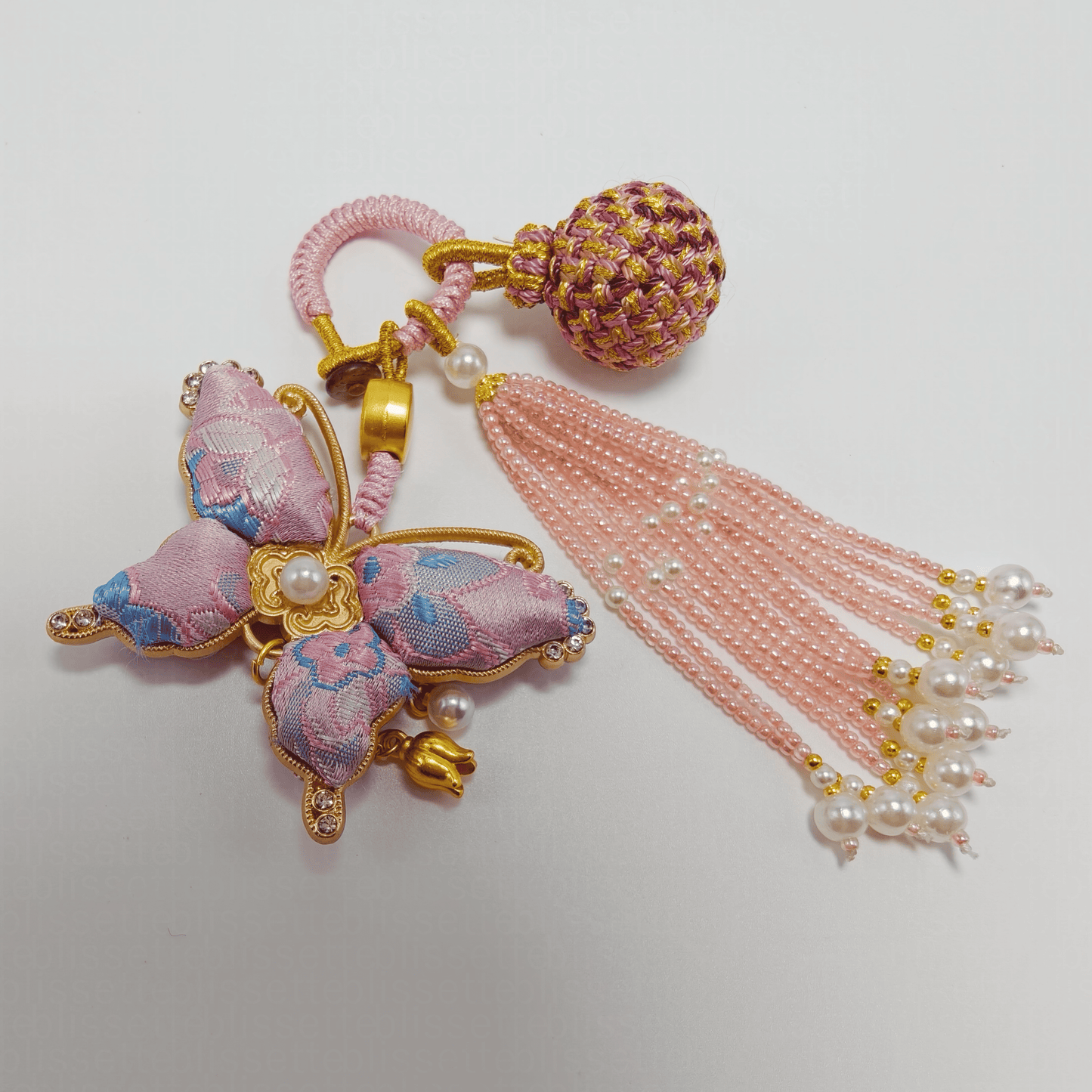 Pink Song Brocade Butterfly Charm | Versatile Keychain, Bag & Phone Accessory (Palace-Inspired)